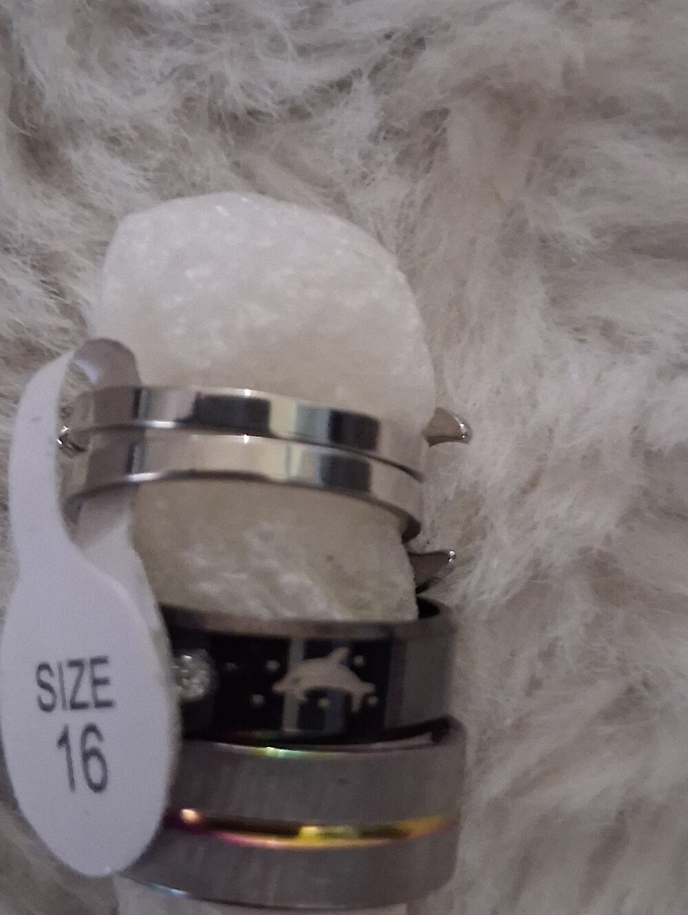 Kids Silver Star Stackable Rings - Size 16 - Picture 3 of 3